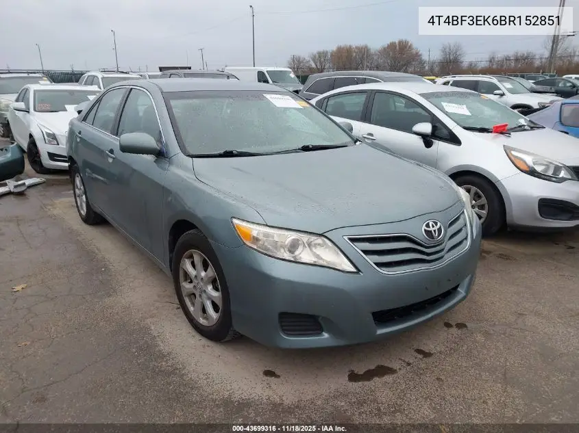 4T4BF3EK6BR152851 2011 Toyota Camry Le