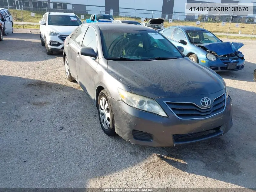 4T4BF3EK9BR138670 2011 Toyota Camry Le