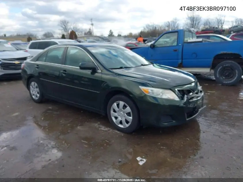 4T4BF3EK3BR097100 2011 Toyota Camry Le
