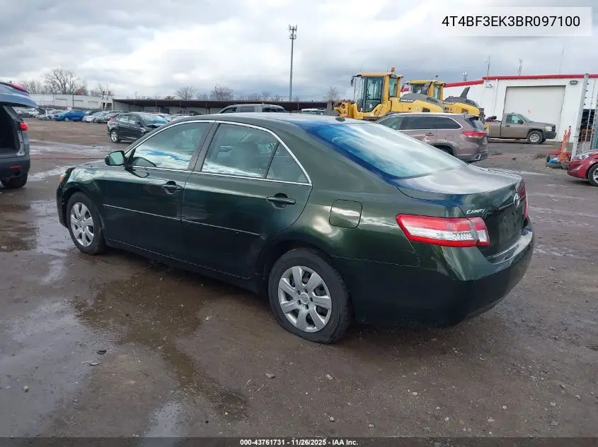 4T4BF3EK3BR097100 2011 Toyota Camry Le