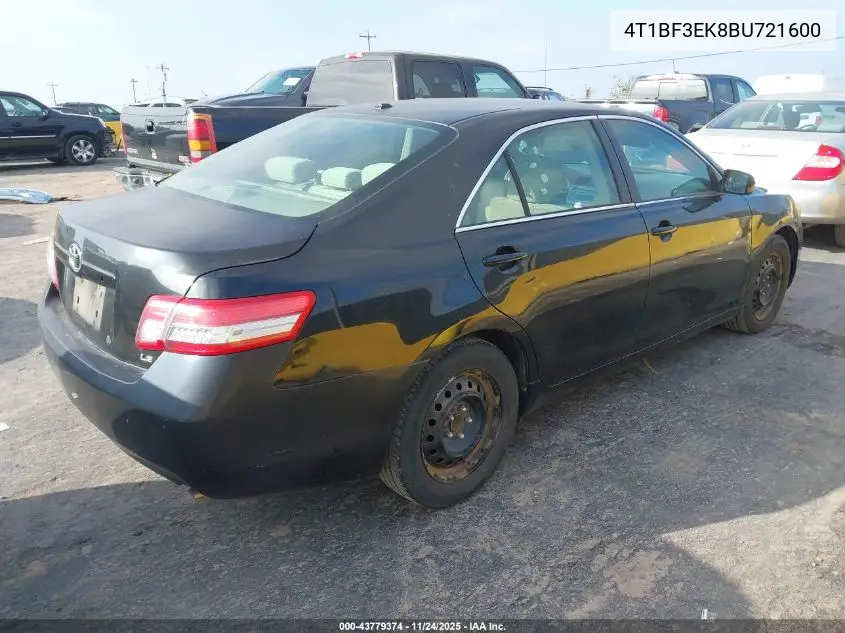 4T1BF3EK8BU721600 2011 Toyota Camry Le
