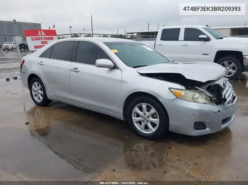 4T4BF3EK3BR209393 2011 Toyota Camry Le