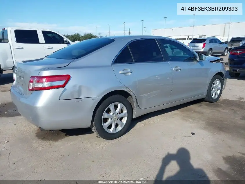4T4BF3EK3BR209393 2011 Toyota Camry Le
