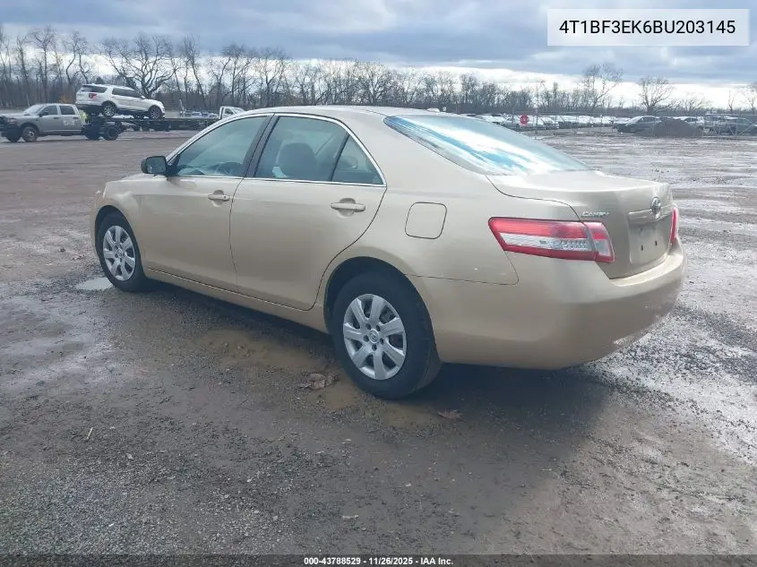 4T1BF3EK6BU203145 2011 Toyota Camry Le