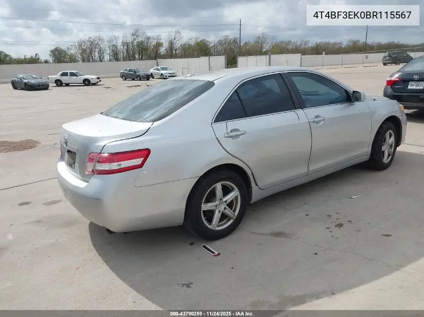 4T4BF3EK0BR115567 2011 Toyota Camry