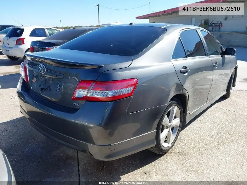 4T1BF3EK6BU672610 2011 Toyota Camry Se