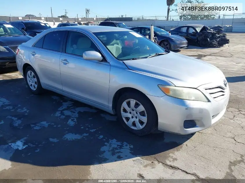 4T4BF3EK8BR097514 2011 Toyota Camry Le