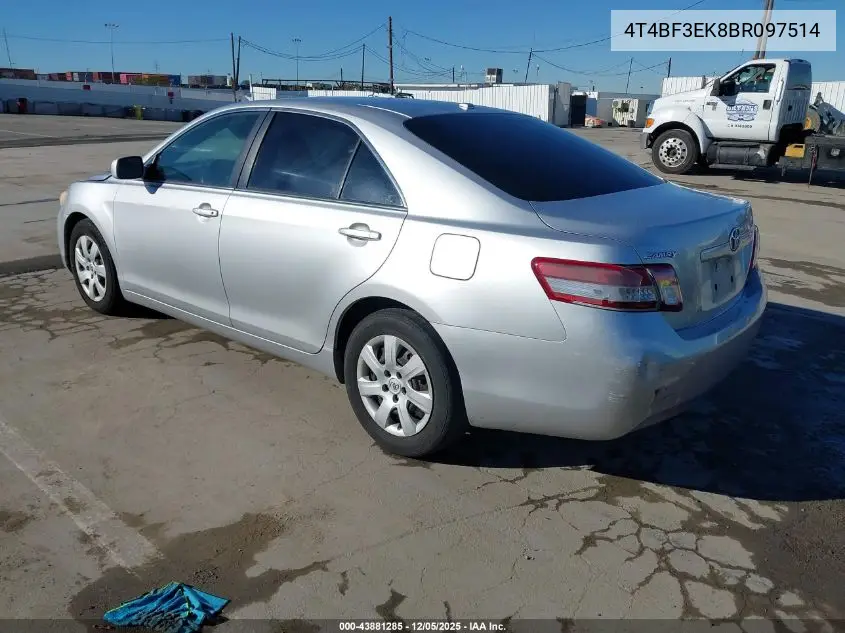 4T4BF3EK8BR097514 2011 Toyota Camry Le