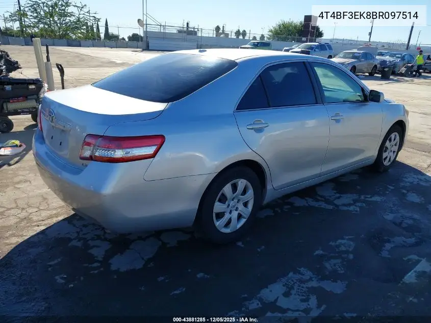 4T4BF3EK8BR097514 2011 Toyota Camry Le