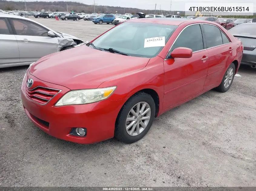 4T1BK3EK6BU615514 2011 Toyota Camry Xle V6