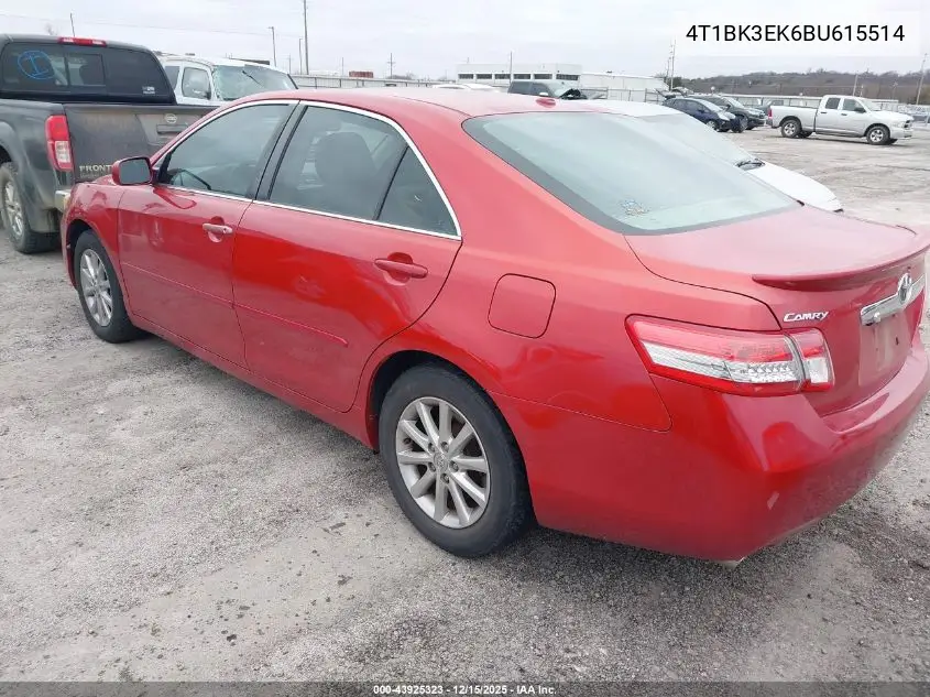 4T1BK3EK6BU615514 2011 Toyota Camry Xle V6