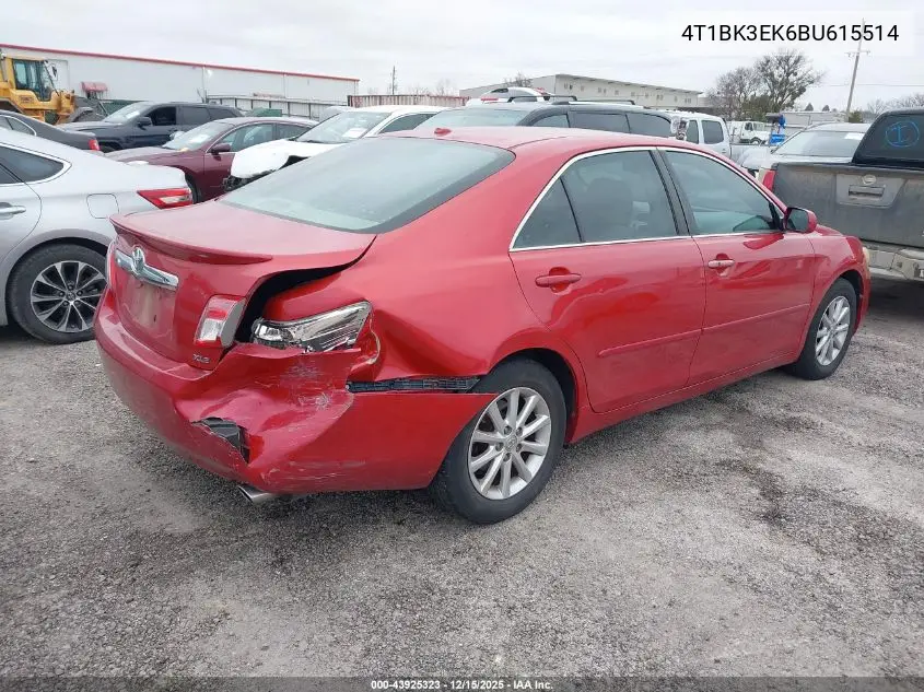 4T1BK3EK6BU615514 2011 Toyota Camry Xle V6