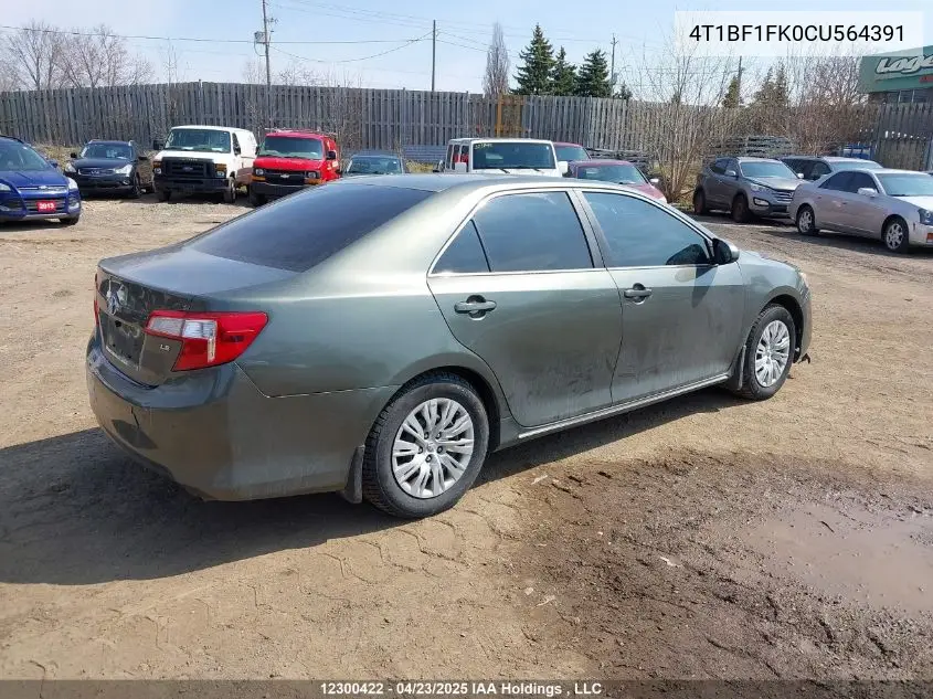 4T1BF1FK0CU564391 2012 Toyota Camry Le