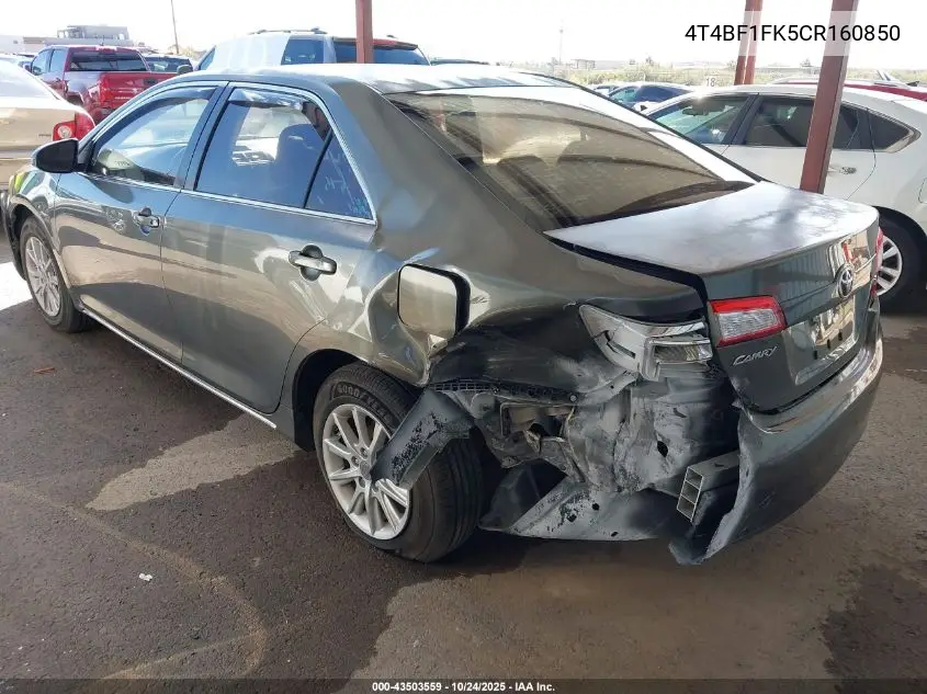4T4BF1FK5CR160850 2012 Toyota Camry Le