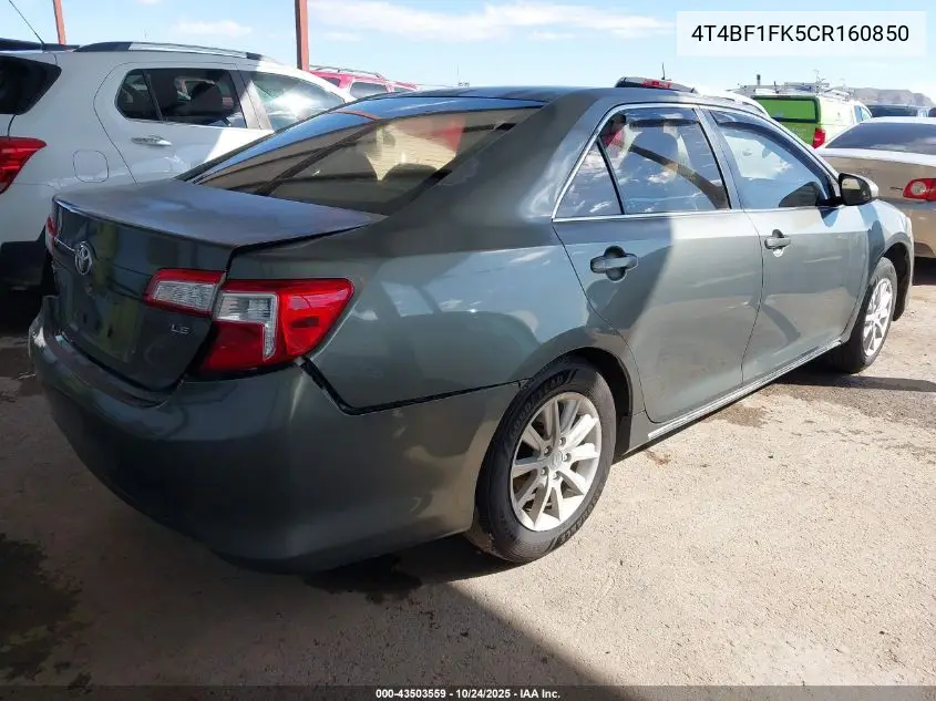 4T4BF1FK5CR160850 2012 Toyota Camry Le