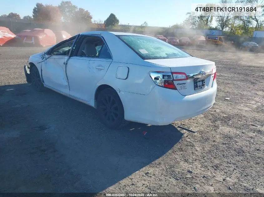 4T4BF1FK1CR191884 2012 Toyota Camry Xle