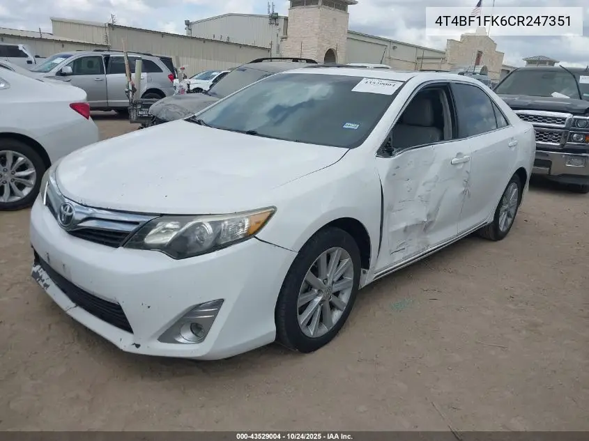 4T4BF1FK6CR247351 2012 Toyota Camry Xle