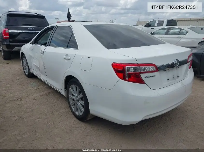 4T4BF1FK6CR247351 2012 Toyota Camry Xle
