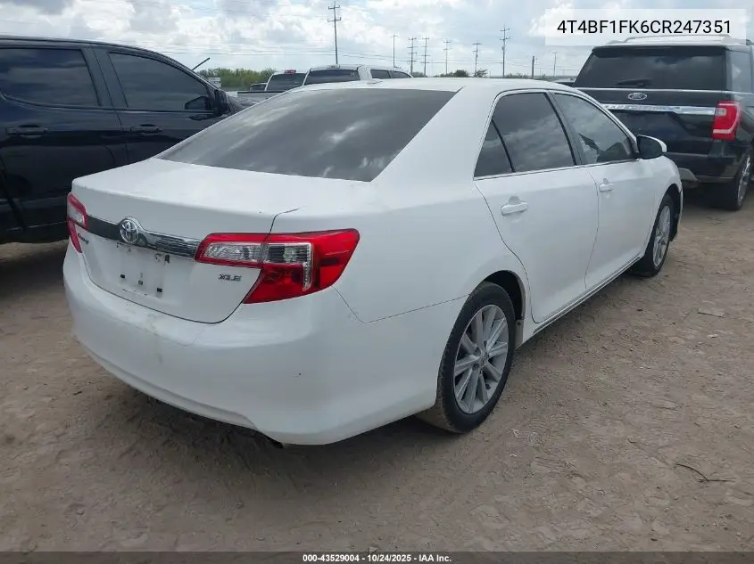 4T4BF1FK6CR247351 2012 Toyota Camry Xle