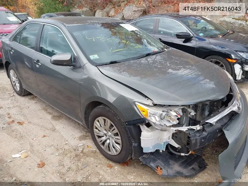 4T4BF1FK5CR216043 2012 Toyota Camry Le