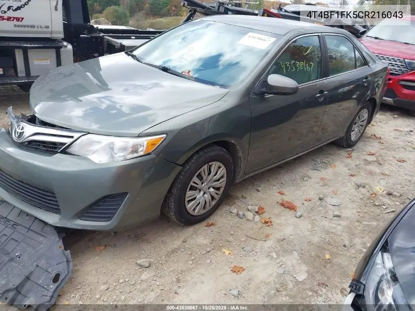 4T4BF1FK5CR216043 2012 Toyota Camry Le