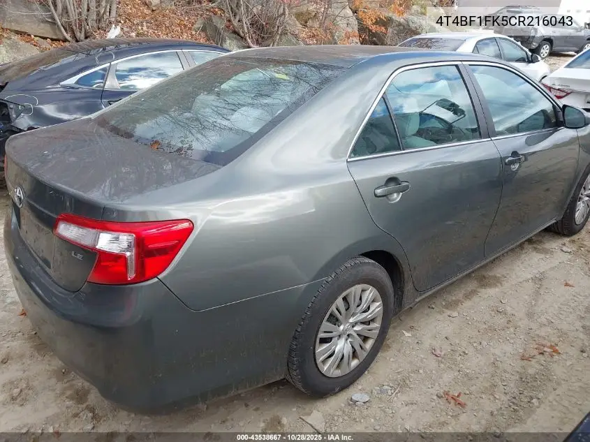 4T4BF1FK5CR216043 2012 Toyota Camry Le