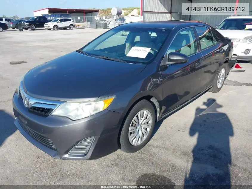 4T4BF1FK6CR189712 2012 Toyota Camry Le