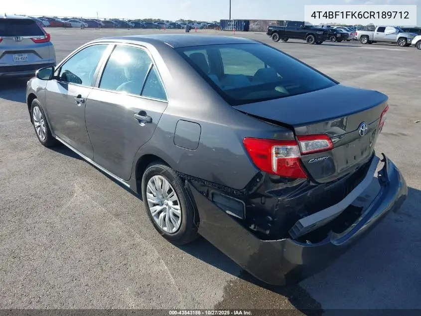 4T4BF1FK6CR189712 2012 Toyota Camry Le