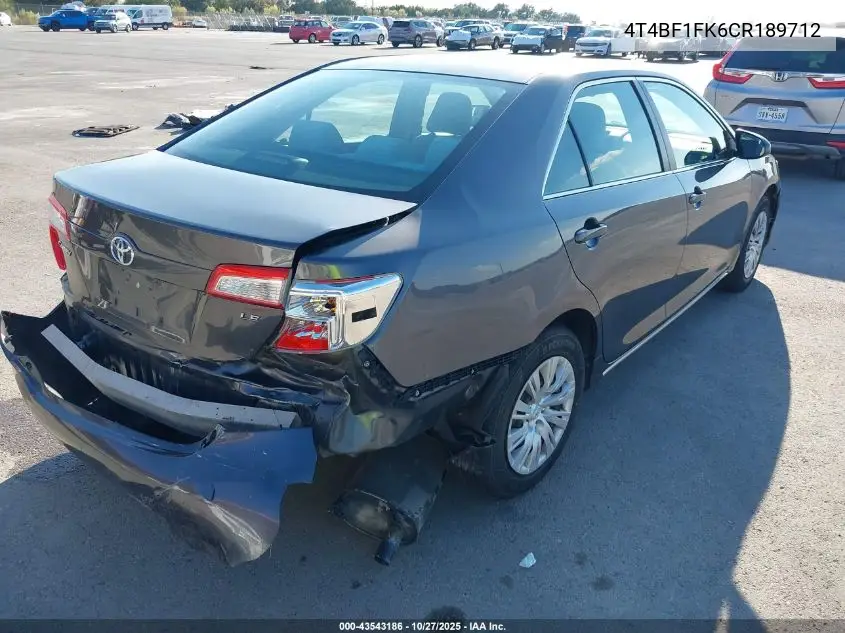 4T4BF1FK6CR189712 2012 Toyota Camry Le