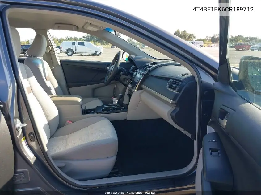 4T4BF1FK6CR189712 2012 Toyota Camry Le