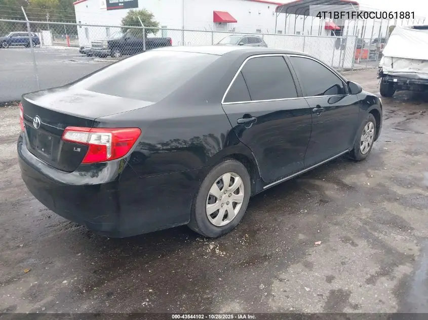 4T1BF1FK0CU061881 2012 Toyota Camry Le