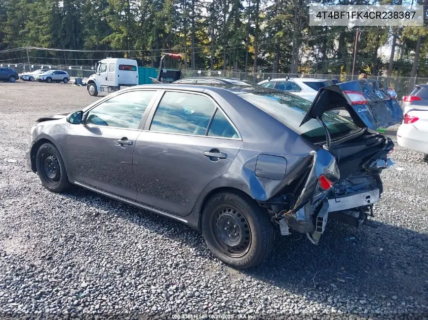4T4BF1FK4CR238387 2012 Toyota Camry Le