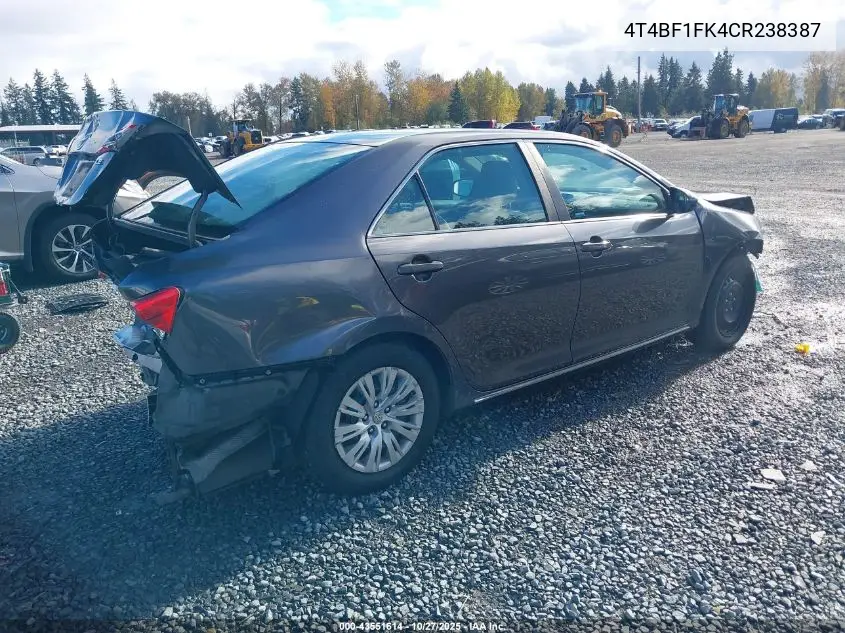 4T4BF1FK4CR238387 2012 Toyota Camry Le