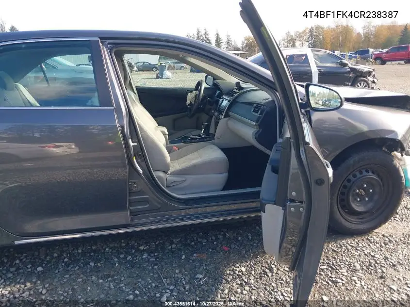 4T4BF1FK4CR238387 2012 Toyota Camry Le
