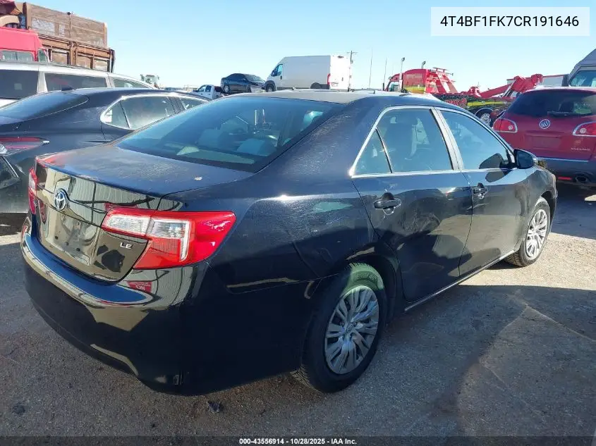 4T4BF1FK7CR191646 2012 Toyota Camry Le