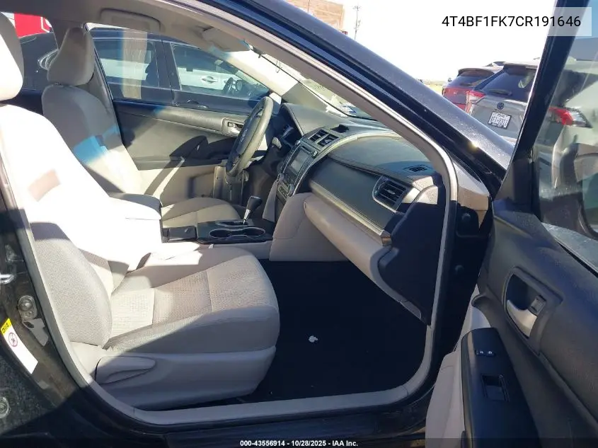 4T4BF1FK7CR191646 2012 Toyota Camry Le