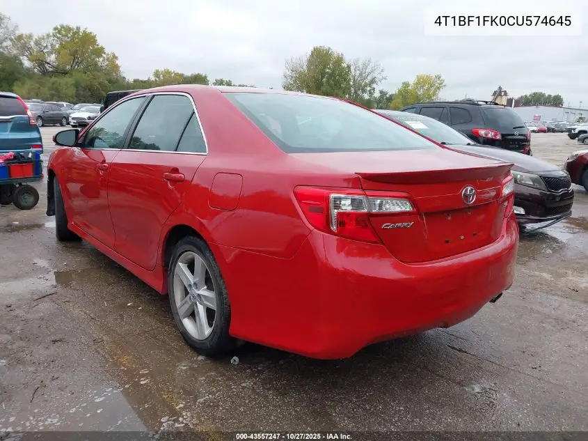 4T1BF1FK0CU574645 2012 Toyota Camry Se