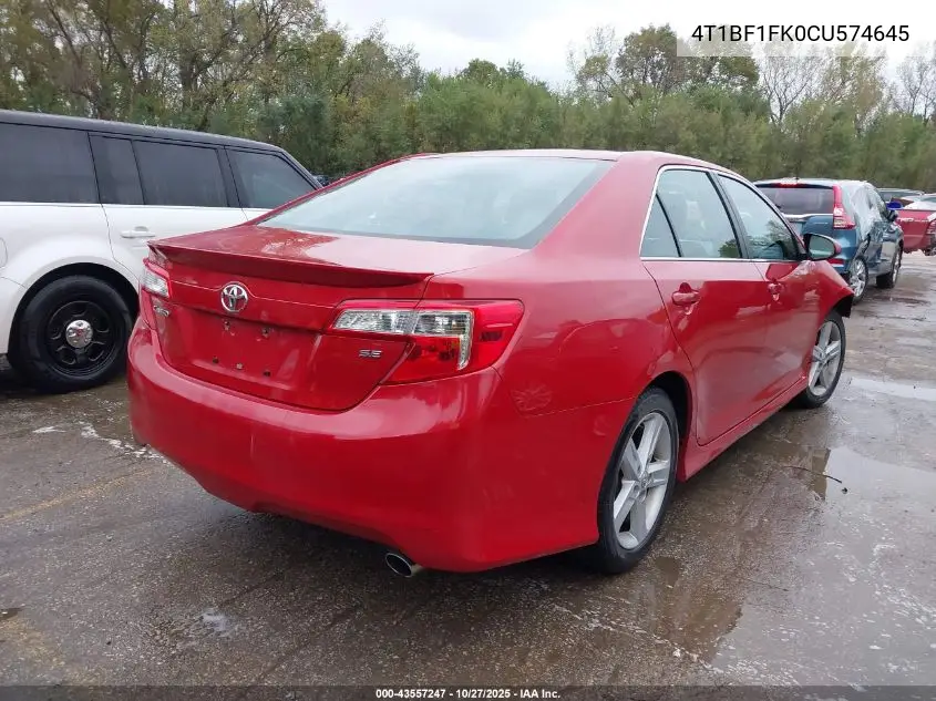 4T1BF1FK0CU574645 2012 Toyota Camry Se