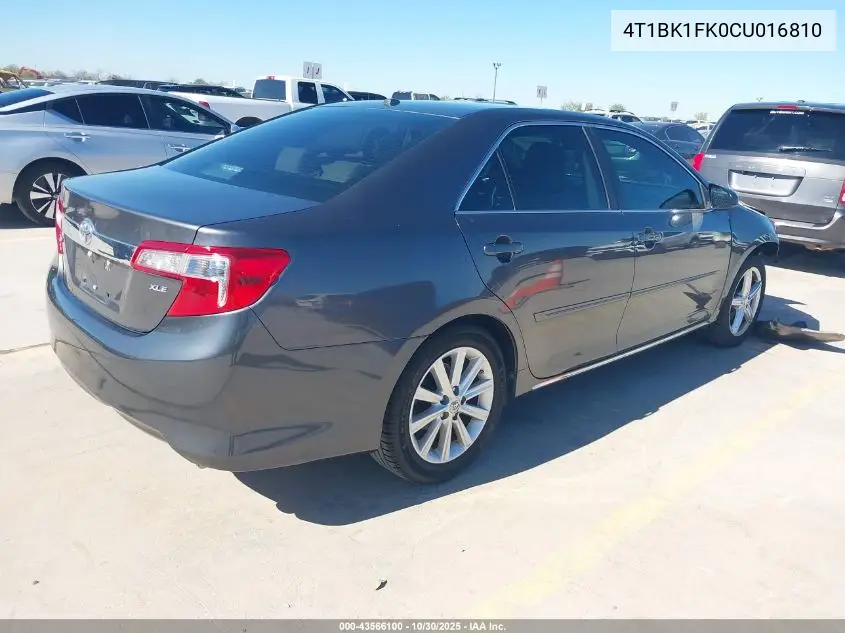 4T1BK1FK0CU016810 2012 Toyota Camry Xle V6