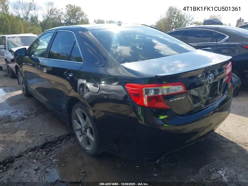 4T1BK1FK1CU501361 2012 Toyota Camry Se V6