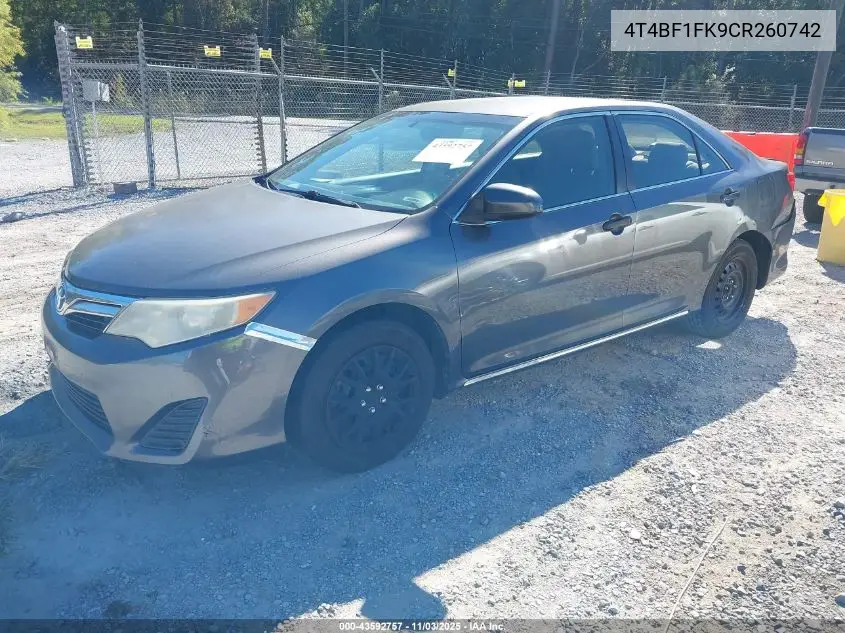 4T4BF1FK9CR260742 2012 Toyota Camry Le
