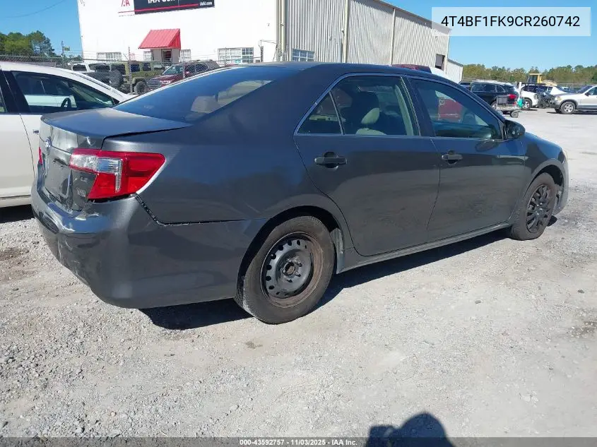 4T4BF1FK9CR260742 2012 Toyota Camry Le