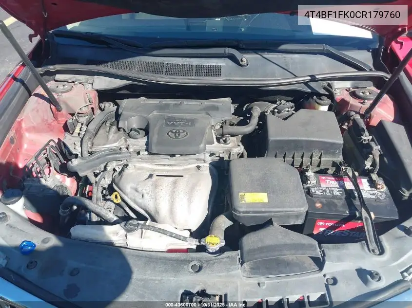 4T4BF1FK0CR179760 2012 Toyota Camry Le