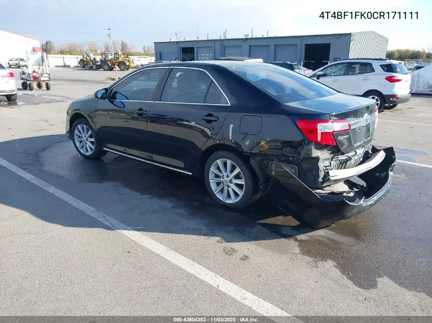4T4BF1FK0CR171111 2012 Toyota Camry Xle