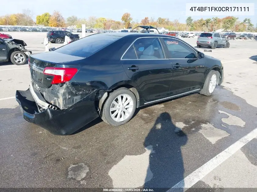 4T4BF1FK0CR171111 2012 Toyota Camry Xle