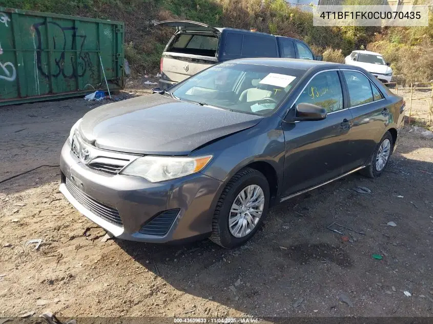 4T1BF1FK0CU070435 2012 Toyota Camry Le