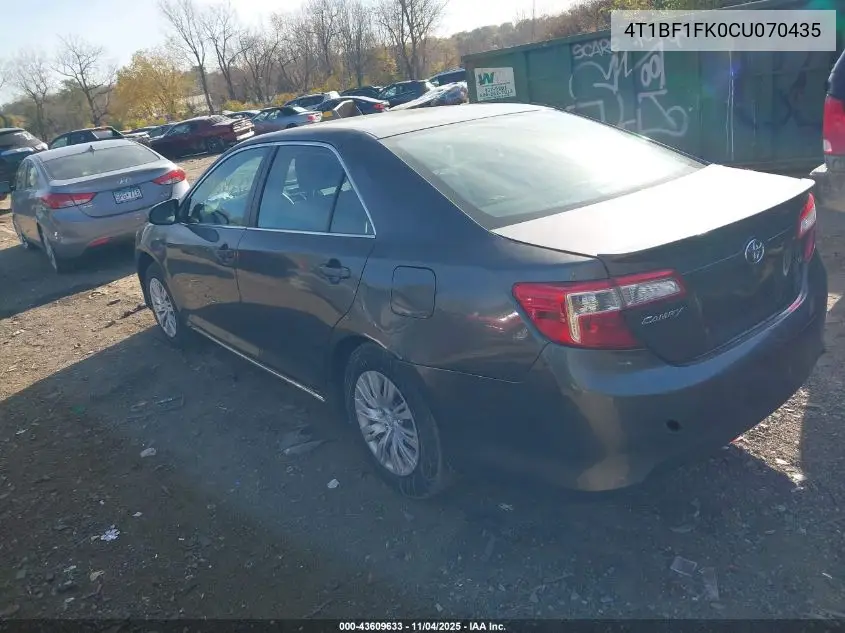 4T1BF1FK0CU070435 2012 Toyota Camry Le