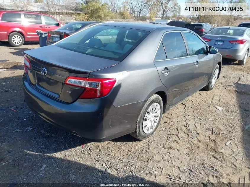 4T1BF1FK0CU070435 2012 Toyota Camry Le