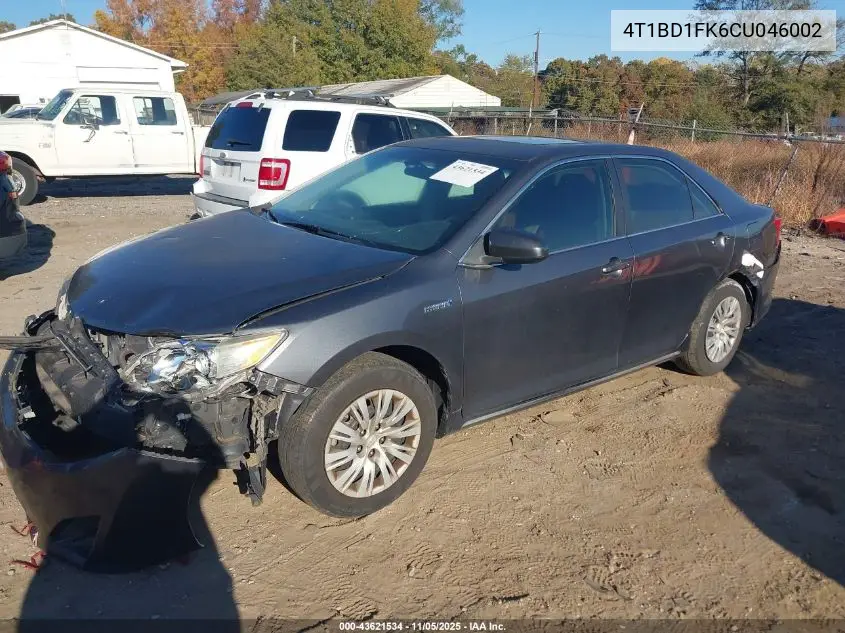 4T1BD1FK6CU046002 2012 Toyota Camry Hybrid Le