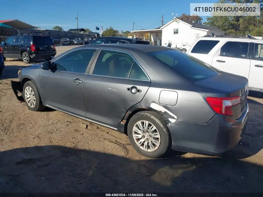 4T1BD1FK6CU046002 2012 Toyota Camry Hybrid Le